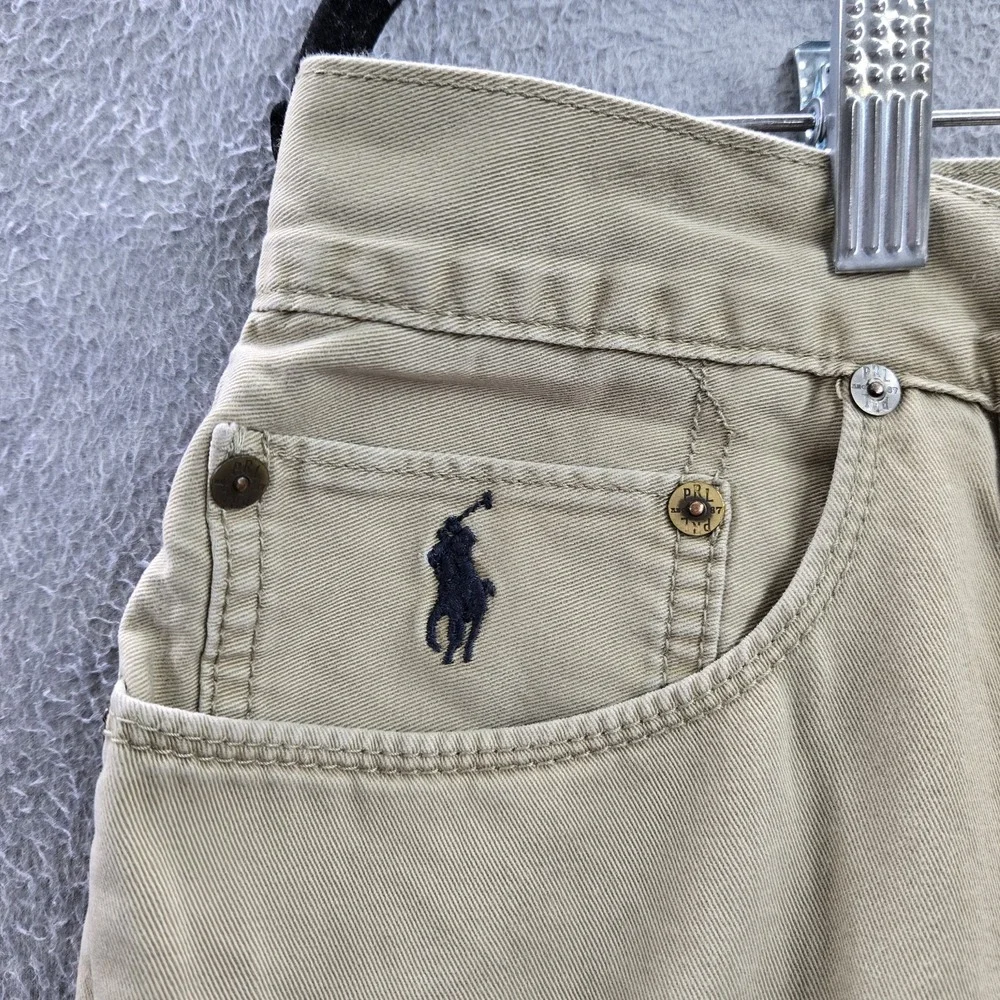 Polo Ralph Lauren Men Pants‎ 34/32 Beige Embroidered Khakis Twill Button Zipper